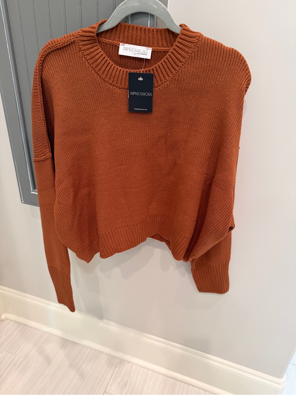 Impressions Burnt Orange Crewneck Pullover Sweater - Women's